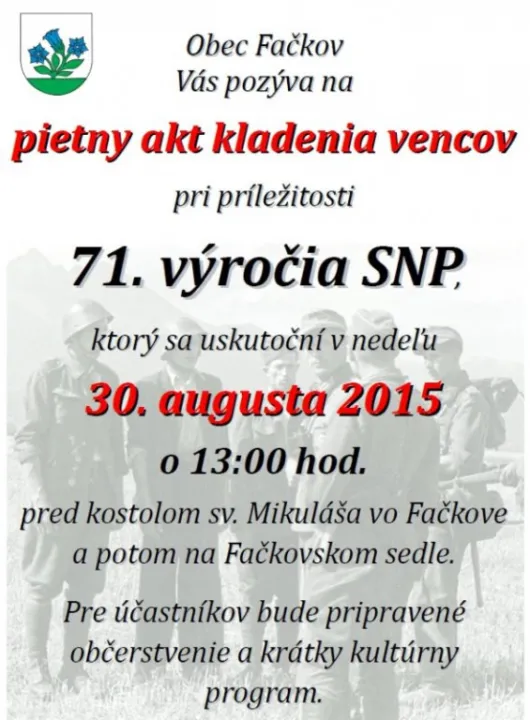 Kladenie vencov k výročiu SNP (30.08.2015)